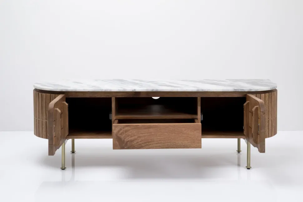 Szafka RTV Grace 145x48 Cm Drewno Mango - Blat Marmur