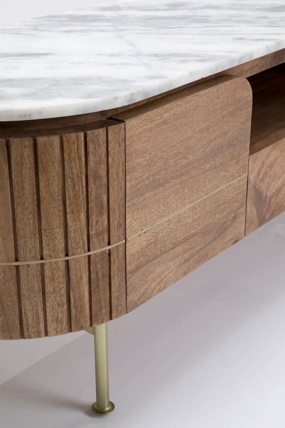 Szafka RTV Grace 145x48 Cm Drewno Mango - Blat Marmur