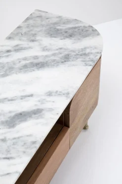 Szafka RTV Grace 145x48 Cm Drewno Mango - Blat Marmur