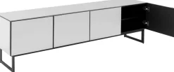 Szafka RTV Lustrzana Czterodrzwiowa Nogi Czarne 180x55 Cm