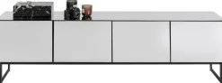Szafka RTV Lustrzana Czterodrzwiowa Nogi Czarne 180x55 Cm