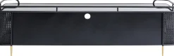 Szafka RTV Stalowa Czarna Blat Szklany 160x48 Cm