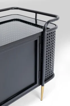 Szafka RTV Stalowa Czarna Blat Szklany 160x48 Cm