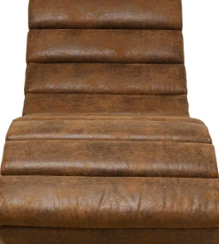 Szezlong Tapicerowany Brązowy Vintage Nogi Bukowe Czarne 190 Cm