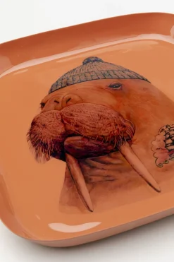 Taca Brązowa Ze Stali Motyw Zwierzęcy Mors 21x21 Cm