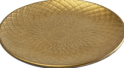 Talerz Deserowy Z Porcelany Złoty Ø20 Cm