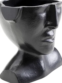 Wazon Aluminiowy Czarny Motyw Twarzy 17x17 Cm