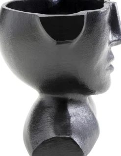 Wazon Aluminiowy Czarny Motyw Twarzy 17x17 Cm