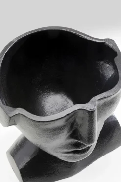 Wazon Aluminiowy Czarny Motyw Twarzy 17x17 Cm