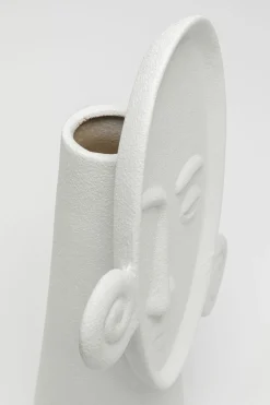 Wazon Biały Ceramiczny Twarz 17x29 Cm
