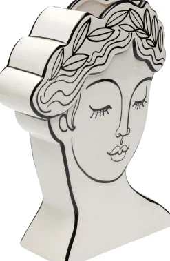 Wazon Ceramiczny Biały Motyw Kobiety 21x26 Cm