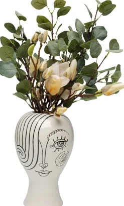 Wazon Ceramiczny Biały Motyw Kobiety Ø19x30 Cm