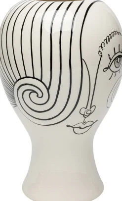 Wazon Ceramiczny Biały Motyw Kobiety Ø19x30 Cm