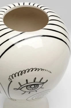 Wazon Ceramiczny Biały Motyw Kobiety Ø19x30 Cm