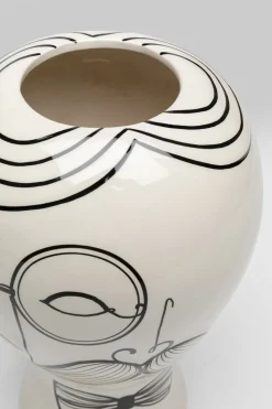 Wazon Ceramiczny Biały Motyw Mężczyzny Ø19x30 Cm