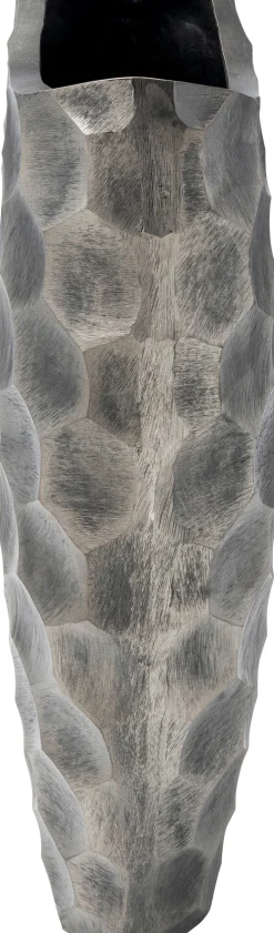 Wazon Dekoracyjny Aluminiowy Srebrny Antyczny 35x59 Cm Sześciokąty