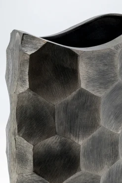 Wazon Dekoracyjny Aluminiowy Srebrny Antyczny 35x59 Cm Sześciokąty