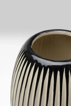 Wazon Do Salonu W Paski Niebieski Detal Ø15x31 Cm Porcelana