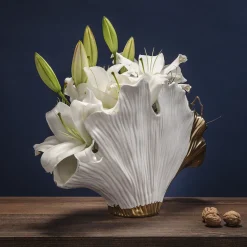 Wazon Gingo Elegance 45x32 Cm Biało-złoty