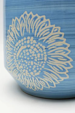 Wazon Porcelanowy Niebieski Motyw Kwiatowy Ø19x47 Cm