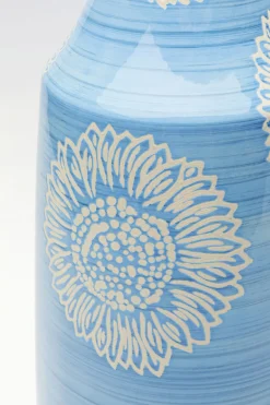 Wazon Porcelanowy Niebieski Motyw Kwiatowy Ø19x47 Cm