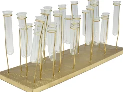 Wazon Stal Złota I Szkło Transparentne Probówki 21 El. 60x25 Cm
