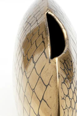 Wazon Stalowy Złoty Do Salonu 27x12 Cm