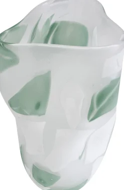 Wazon Szklany Do Salonu Zielone Wzory 19x29 Cm