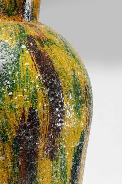 Wazon żółty Z Kolorowymi Wzorami Stal I Mozaika Szklana Ø26x77 Cm