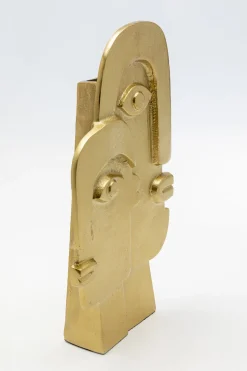 Wazon Z Aluminium W Kolorze Złotym Motyw Twarzy 20x36 Cm