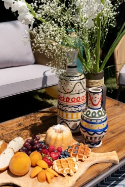 Wazon Z Ceramiki Boho Kolorowe Wzory Ø16x40 Cm