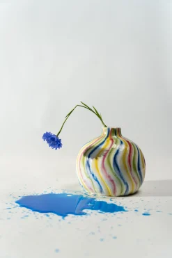 Wazon Z Kamionki Kolorowe Wzory Ręczne Wykonanie 16x14 Cm
