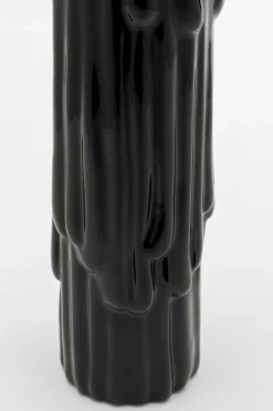 Świecznik Ceramiczny Czarno-złoty Na 1 świecę 30 Cm