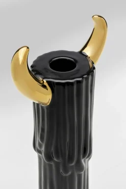 Świecznik Ceramiczny Czarno-złoty Na 1 świecę 30 Cm