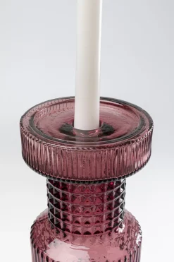 Świecznik Szklany Szaro-różowy Ø12x49 Cm
