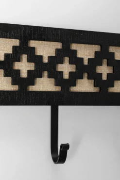Wieszak ścienny Czarno-naturalny Drewno I Stal 60x20 Cm