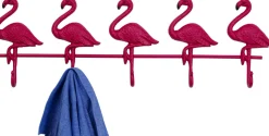 Wieszak ścienny Stalowy Z 5 Haczykami Różowy Flamingi 68 Cm