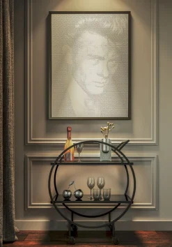 Wózek Barowy Loft 74x85 Cm Czarny Półki Szklane