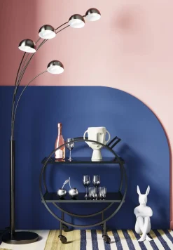 Wózek Barowy Loft 74x85 Cm Czarny Półki Szklane