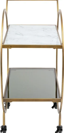 Wózek Barowy Loft 74x85 Cm Mosiężny Półki Szklane