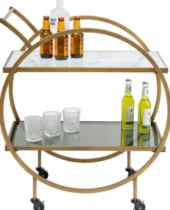 Wózek Barowy Loft 74x85 Cm Mosiężny Półki Szklane