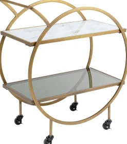 Wózek Barowy Loft 74x85 Cm Mosiężny Półki Szklane