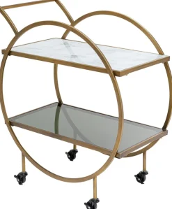 Wózek Barowy Loft 74x85 Cm Mosiężny Półki Szklane