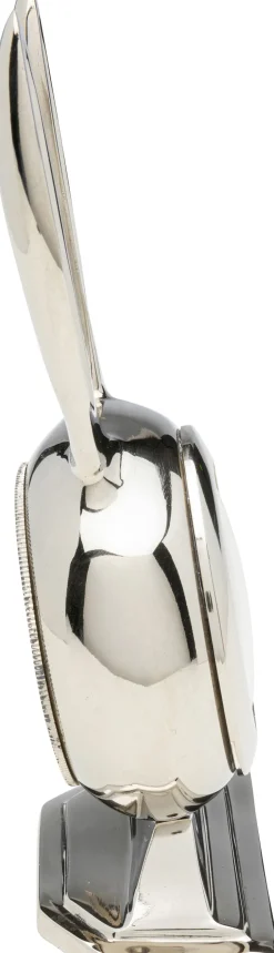 Zegar Stołowy Srebrny Z Aluminium Królik 10x21 Cm