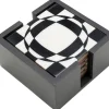 Zestaw 6 Podkładek Pod Kubki Czarno-białe Z Organizerem 12x12 Cm