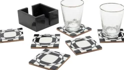 Zestaw 6 Podkładek Pod Kubki Czarno-białe Z Organizerem 12x12 Cm