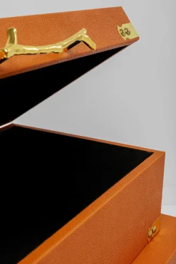 Zestaw 3 Pudełek Pomarańczowych Ze Złotymi Detalami