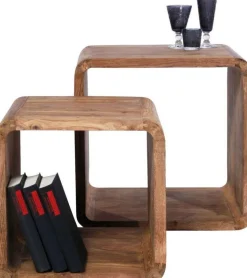 Zestaw Dwóch Stolików Kawowych Authentico Cube Drewniane
