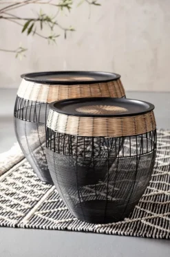 Zestaw Dwóch Stolików Kawowych African Drums Czarne