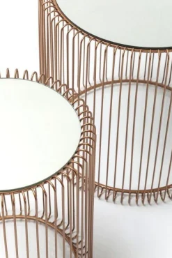 Zestaw Dwóch Stolików Wire Copper Miedziane - Blaty Lustrzane